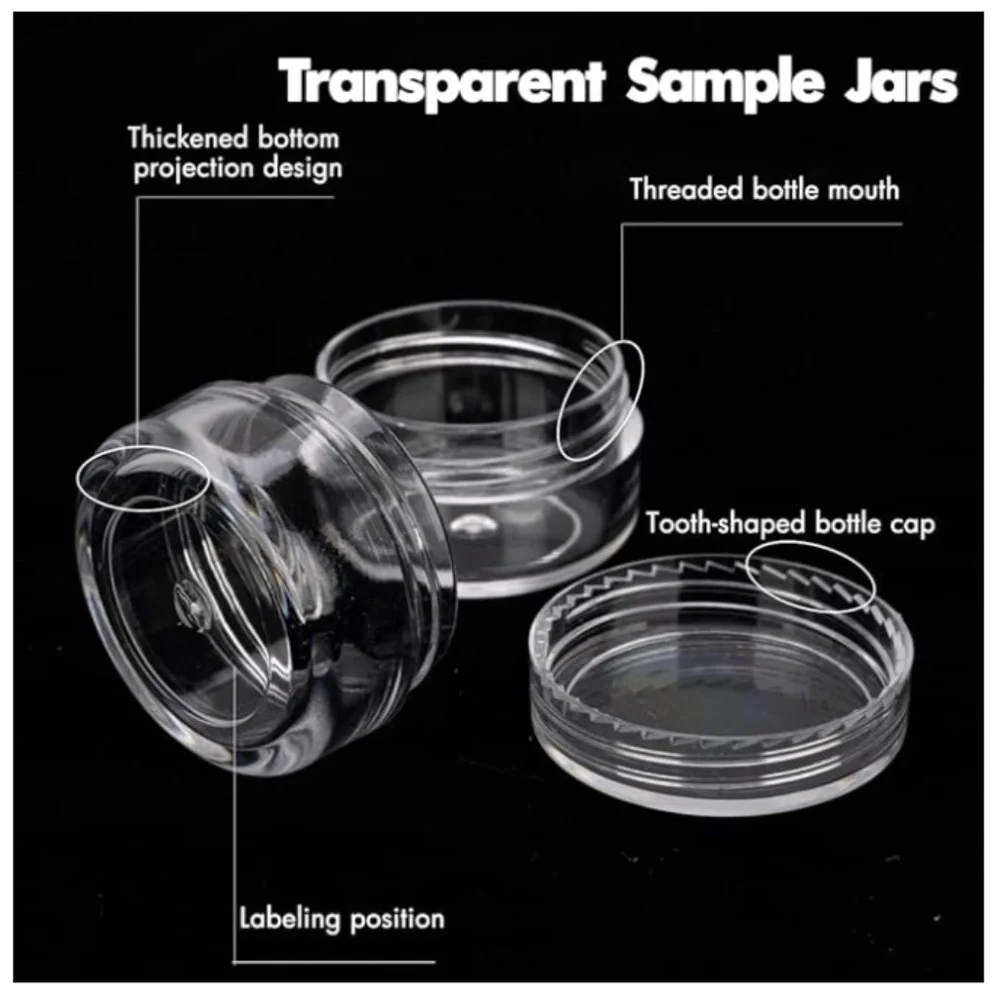 NEW 3 Gram Sample Containers with Lids, 150 Count Clear Sample Jars